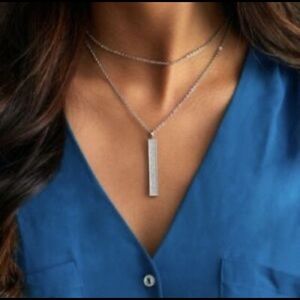 Chloe + Isabel Pave Bar Pendant Silver Necklace